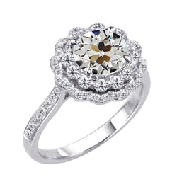 Premium Brillant Halo-Fassung Ring 2 Karat – 14 Karat Weißgold