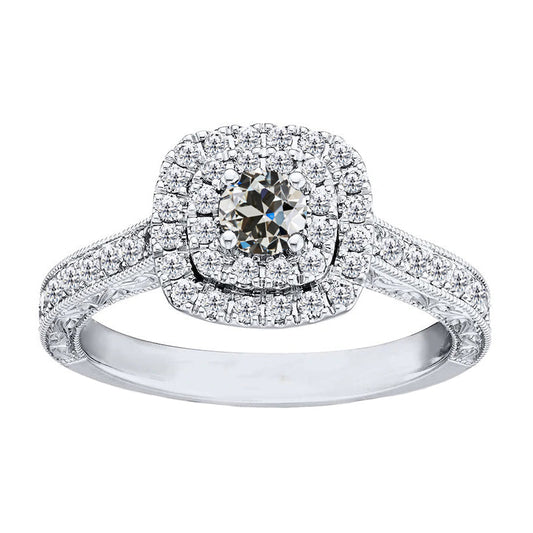 Halo-Verlobungsring 14 Karat Weißgold mit Edler Diamant – Hauptansicht