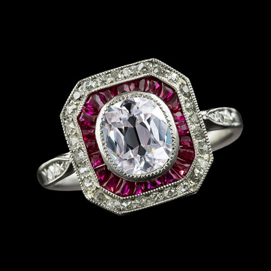 Double Halo Ringkissen Alter Bergmann Echt Diamant Rosa Saphir 5 Karat