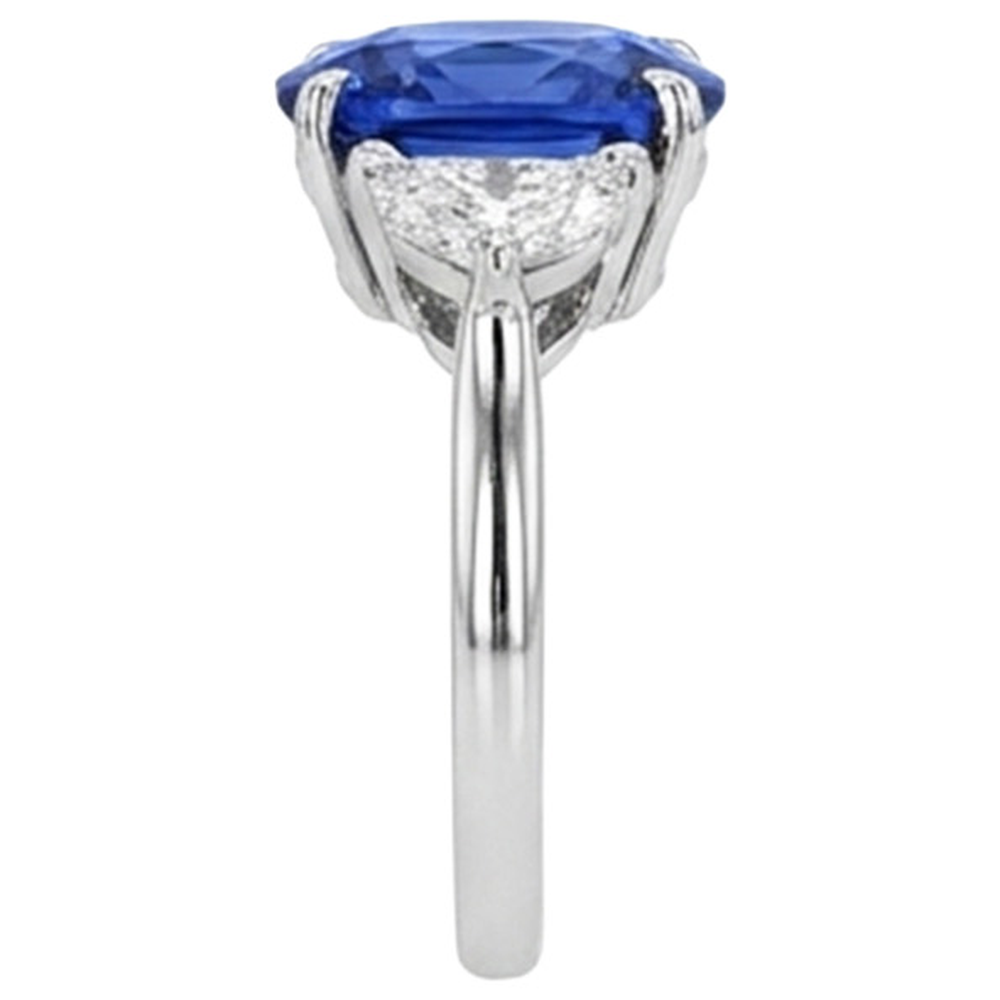 Drei-Stein-Diamant & blauer Saphir-Verlobungsring 8 Karat Gold 14K