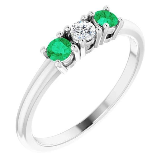 Drei-Stein-Echt Diamant-Ring 0,60 Karat 4 Krappenfassung Damen Schmuck