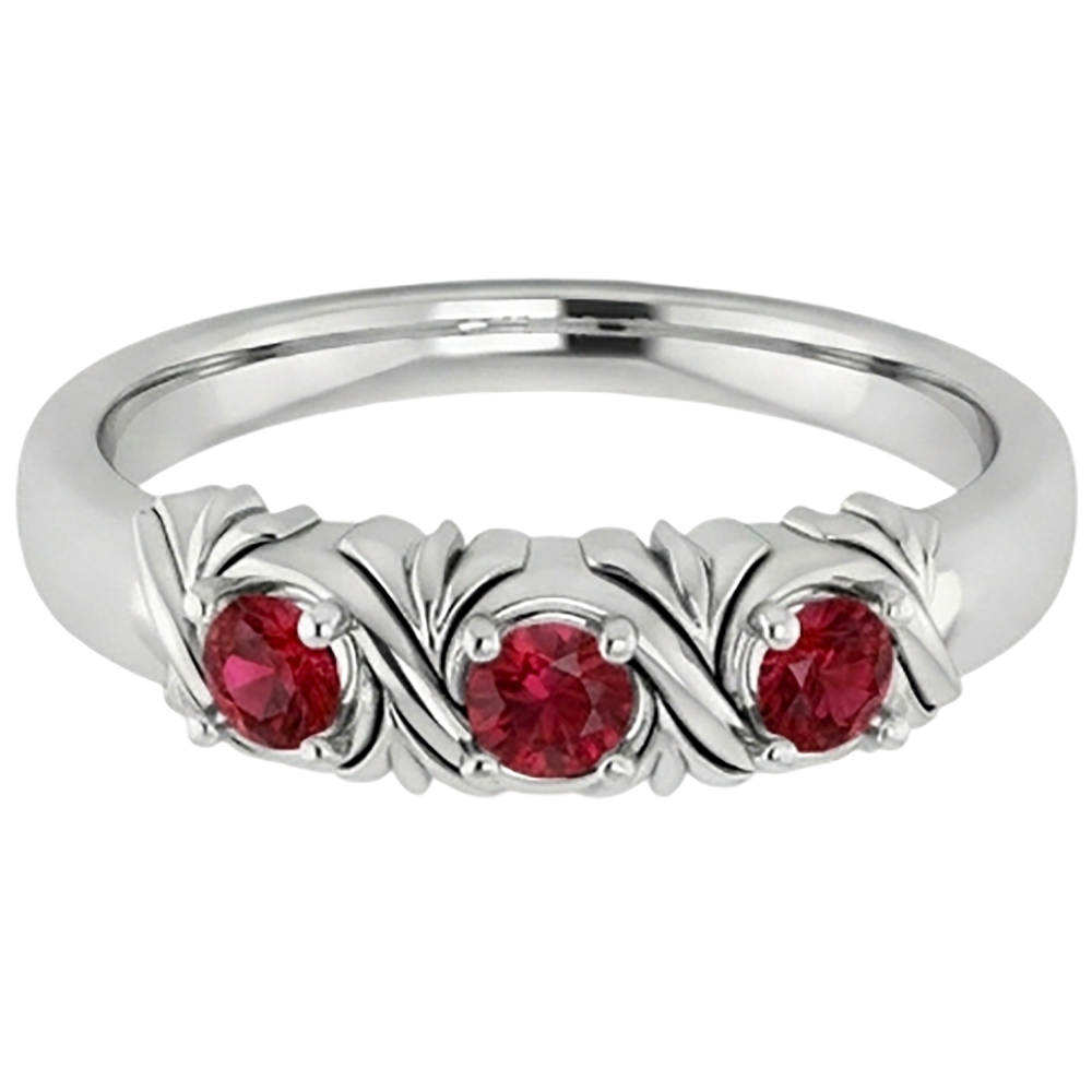 Drei-Stein-Ring 0,60 Karat Antik-Stil Rubin Damen Schmuck