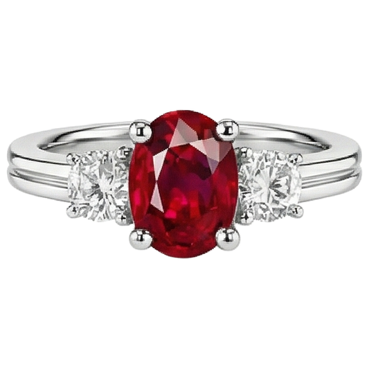 echter oval rubin 3.50Karat ring Vorderansicht