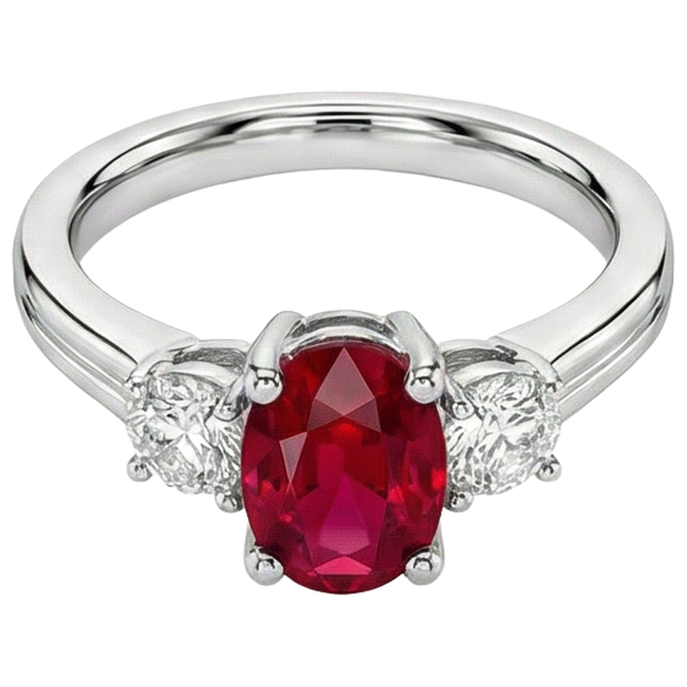 echter oval rubin 3.50Karat ring Seitenansicht