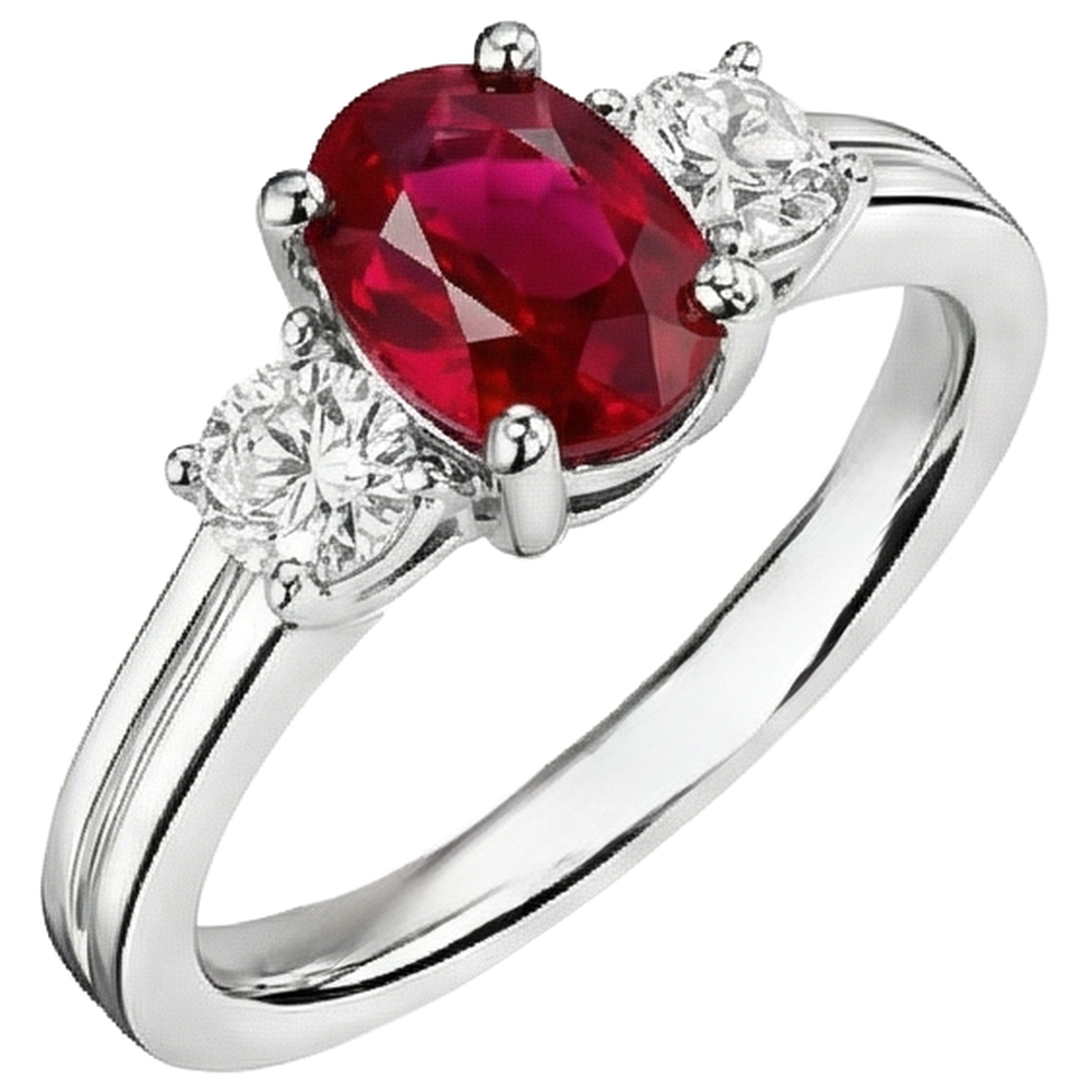 echter oval rubin 3.50Karat ring Detailansicht