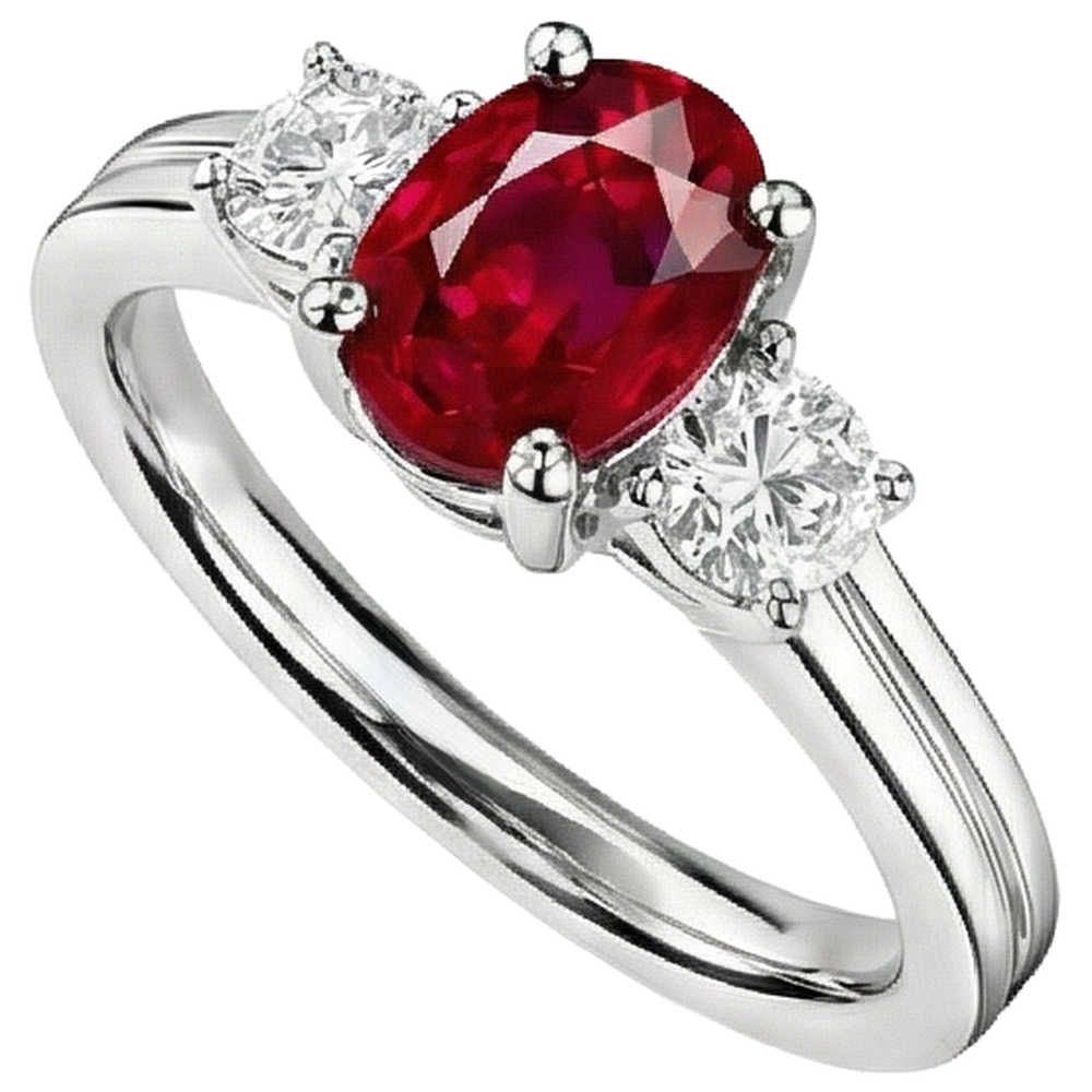echter oval rubin 3.50Karat ring Draufsicht