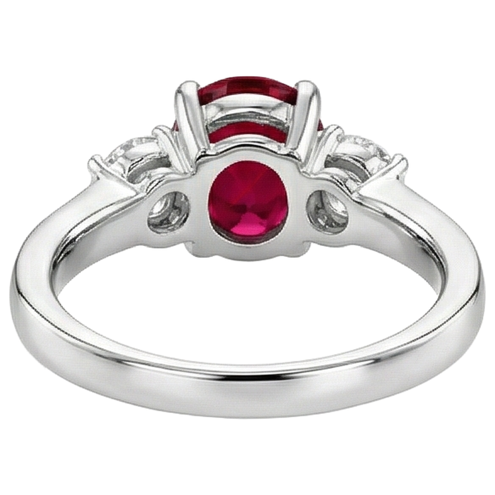 echter oval rubin 3.50Karat ring mit Diamantbesatz