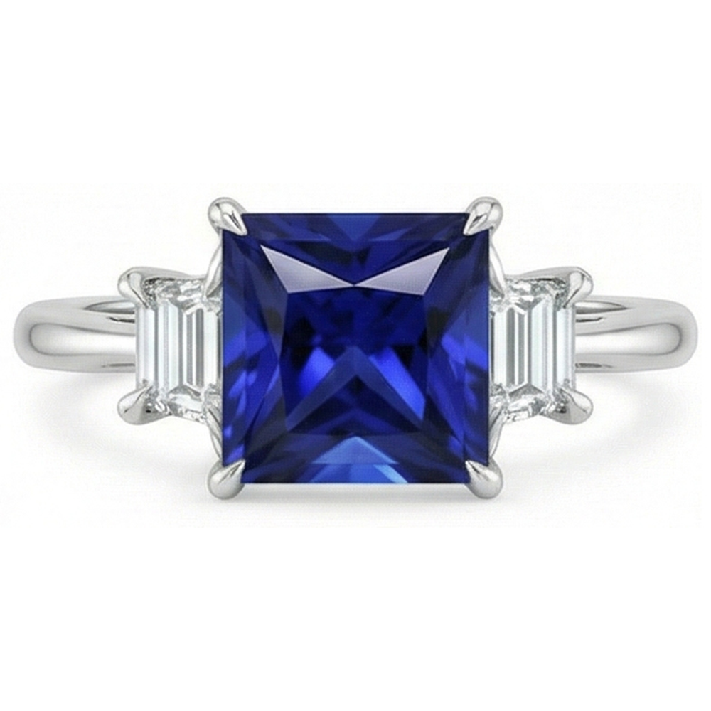 echter princess diamant 5.25Karat ring Profilansicht