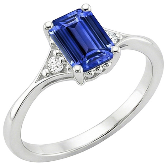 Drei-Steine-Ring Smaragd Sri Lanka Saphir & Diamant 3,50 Karat