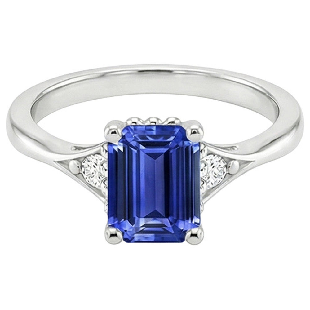 Drei-Steine-Ring Smaragd Sri Lanka Saphir & Diamant 3,50 Karat