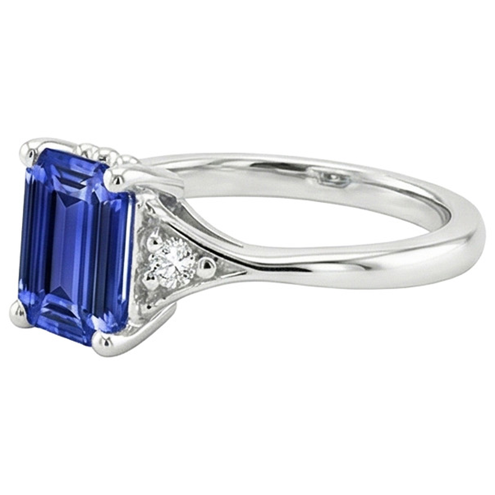 Drei-Steine-Ring Smaragd Sri Lanka Saphir & Diamant 3,50 Karat