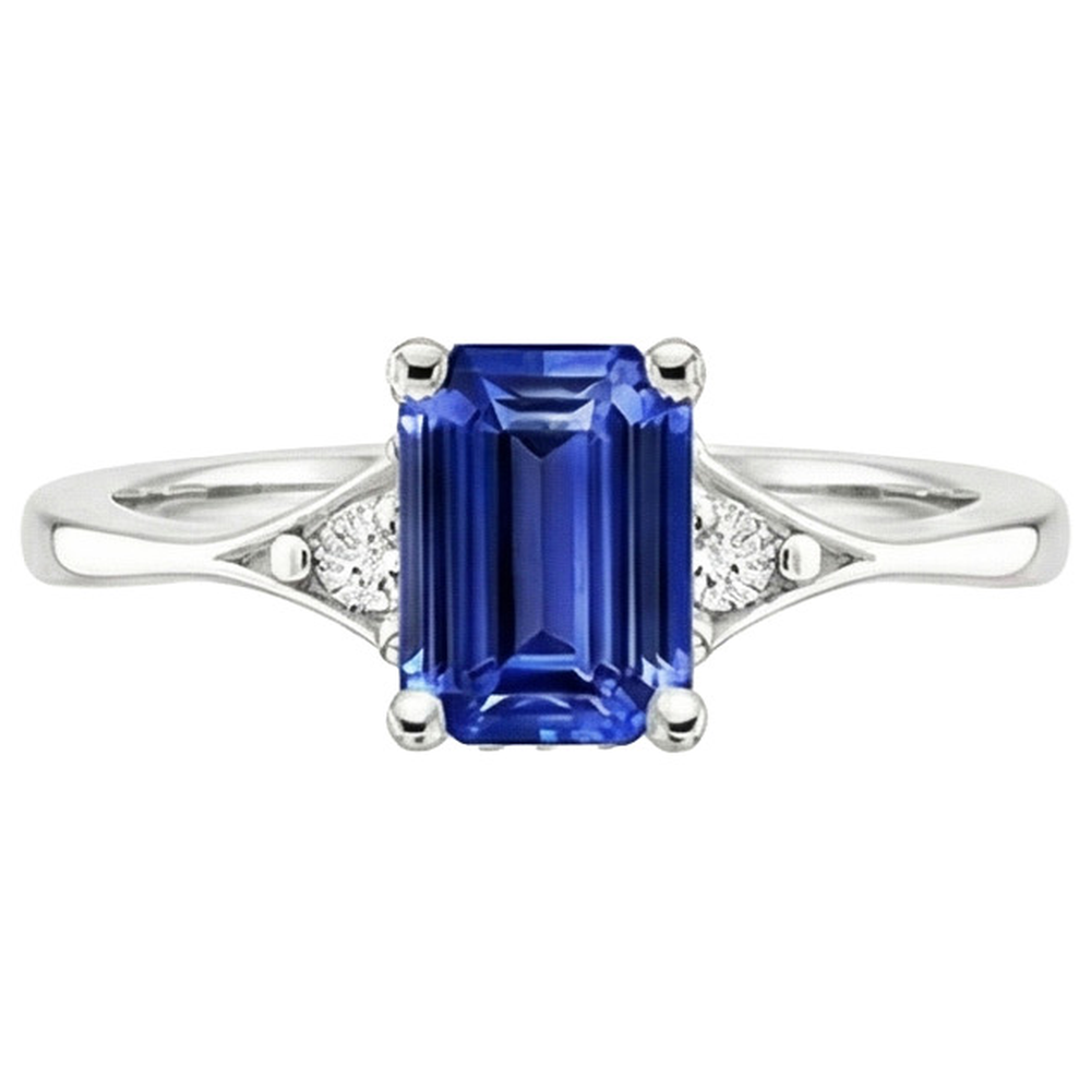 Drei-Steine-Ring Smaragd Sri Lanka Saphir & Diamant 3,50 Karat