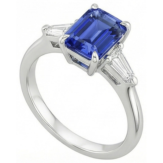 echter baguette diamant 3.50Karat ring Seitenansicht