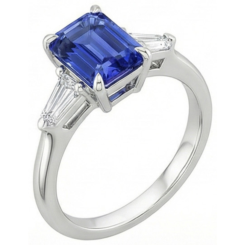 echter baguette diamant 3.50Karat ring Profilansicht