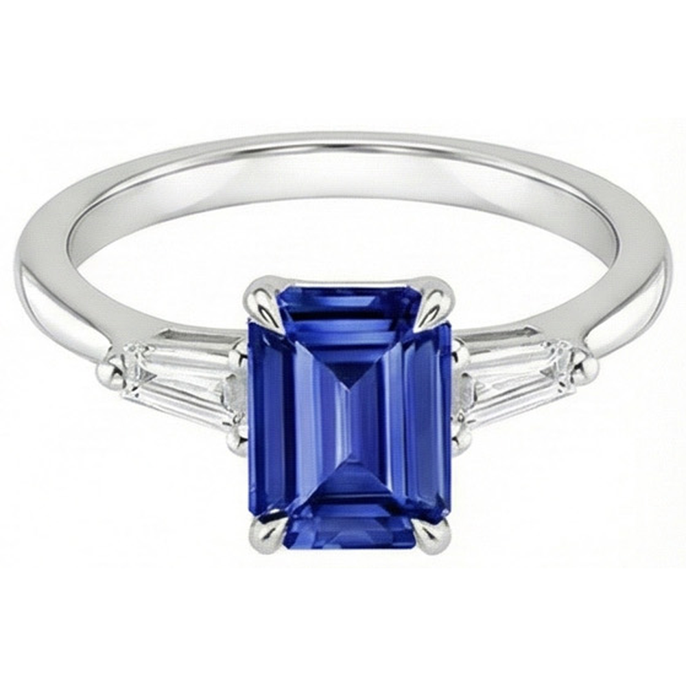 echter baguette diamant 3.50Karat ring auf Weiß