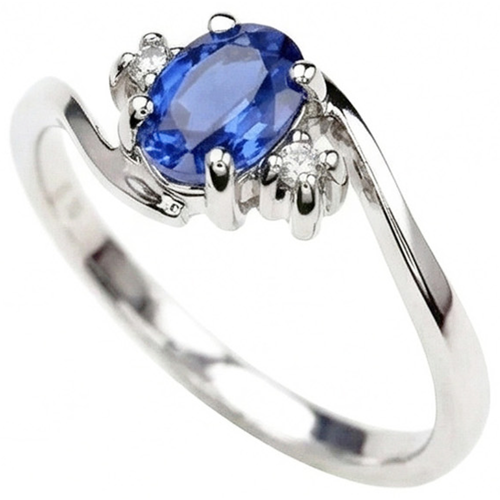 Drei Steine Sri Lanka Saphir mit Diamanten Ring 1.70 Kt Gold 14K