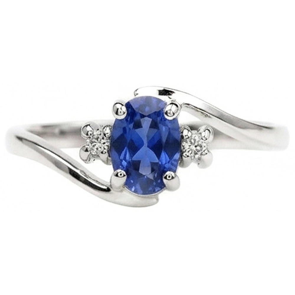 Drei Steine Sri Lanka Saphir mit Diamanten Ring 1.70 Kt Gold 14K