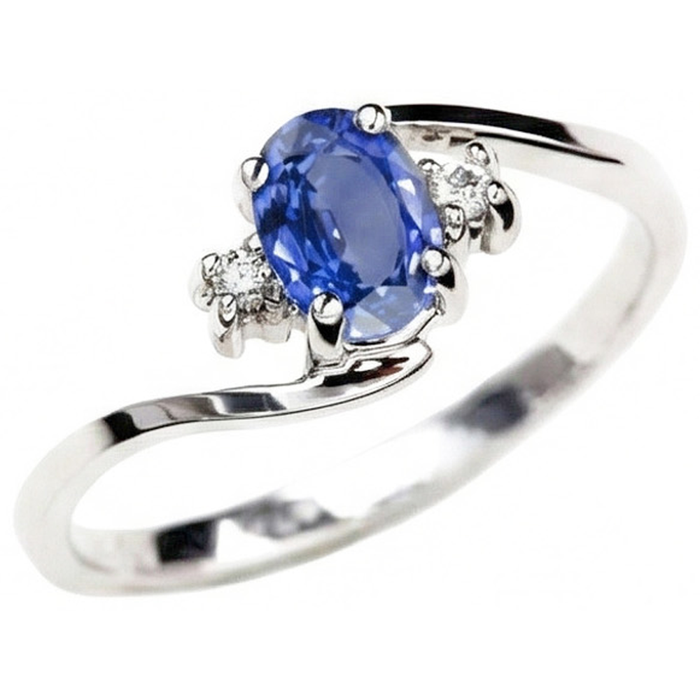 Drei Steine Sri Lanka Saphir mit Diamanten Ring 1.70 Kt Gold 14K