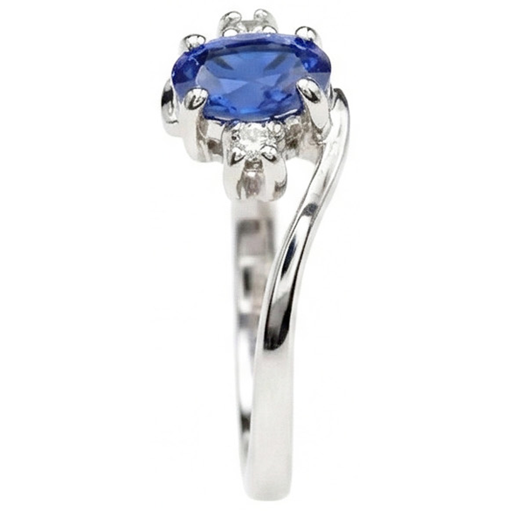 Drei Steine Sri Lanka Saphir mit Diamanten Ring 1.70 Kt Gold 14K