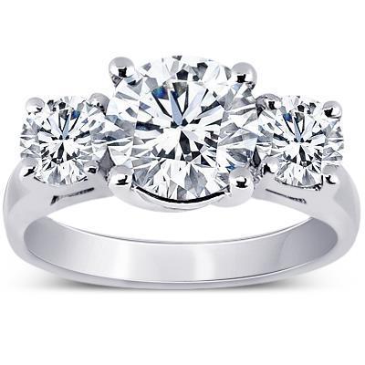 Drei Stein 1,70 Karat Echt Diamanten Jubiläumsring Gold Weiß 14K