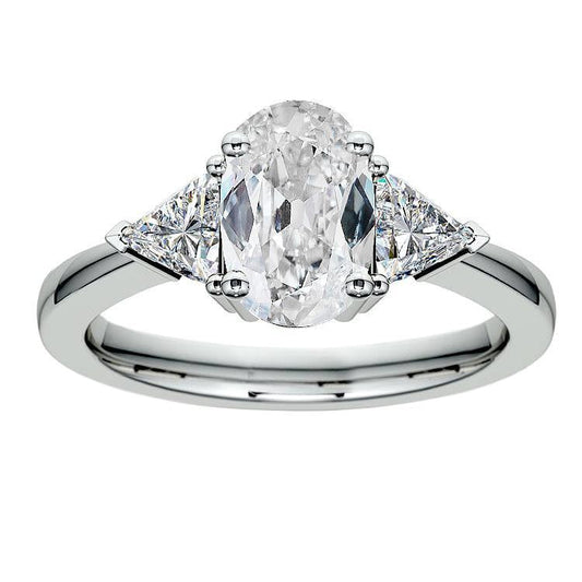 Drei Steine Ehering Oval Alter Bergmann & Trillion Natürliche Diamanten 7 Karat