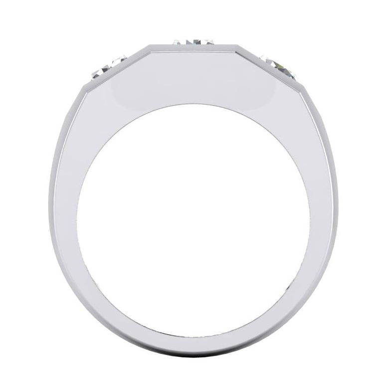 Drei Stein Herren Ring Labor Gezüchtete Rund Diamanten 14K Gold