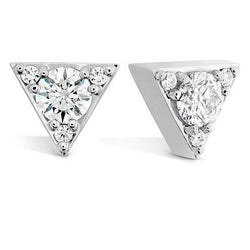 Dreieckige Ohrstecker 1,80 Karat Funkelnde Natürliche Diamanten WG 14K