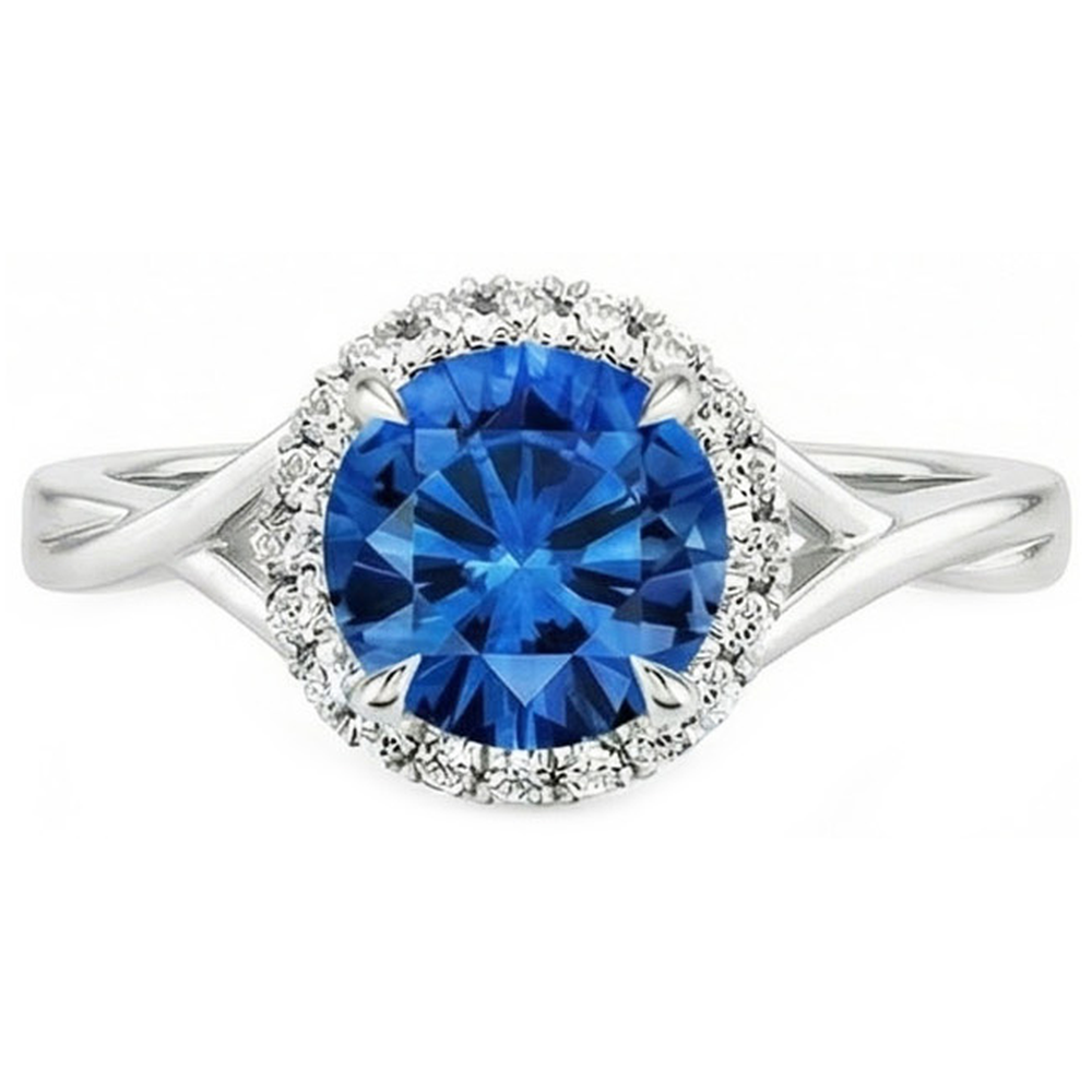echter round saphir 2.40Karat ring Seitenansicht