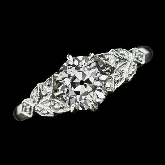 Eagle Claws Runder Old Miner Echt Diamond Ring Leaf Style Prong Set 3 Karat