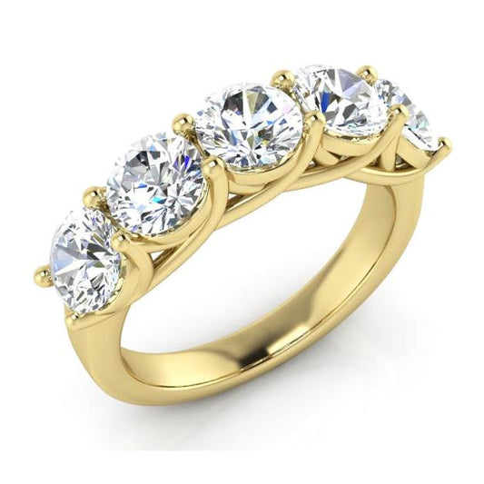 Echt Diamant Jubiläum Band Gelb Gold 5 Steine