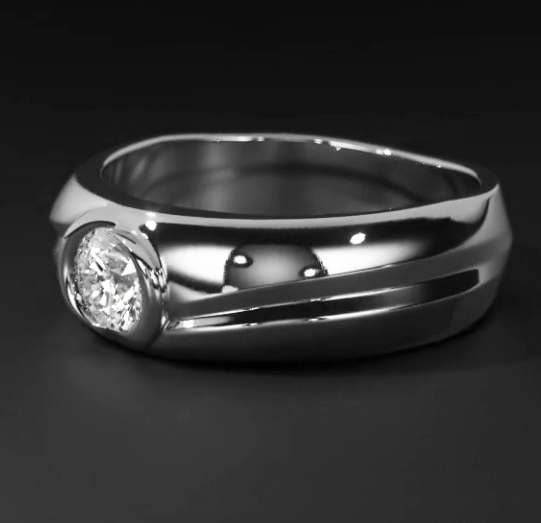 Echt Oval Diamant Ring Herren Schmuck Lünette