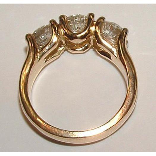 Echt Damenring Mit 3 Steinen Im Rundschliff 3 Karat Gelbgold 14K