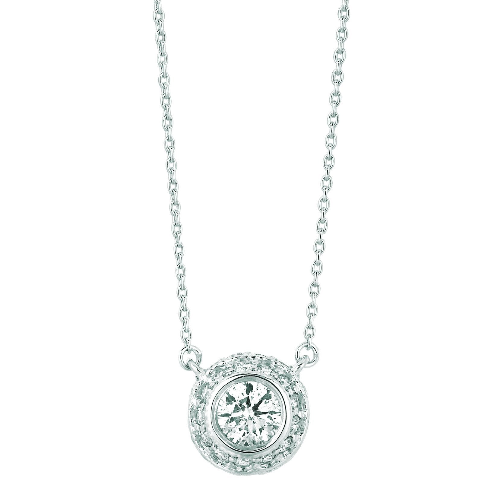 Echt Diamant-Halskette Cluster 0.64 Karat 14K Weißgold