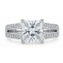 Echt Diamant-Jubiläums-Ausgefallener Ring 3,51 Karat Prinzessin Diamant Gold Weiß