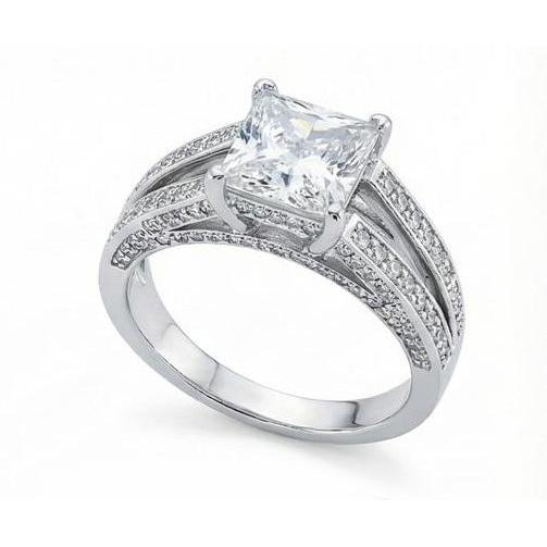 Echt Diamant-Jubiläums-Ausgefallener Ring 3,51 Karat Prinzessin Diamant Gold Weiß