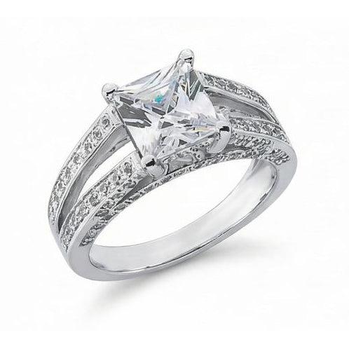 Echt Diamant-Jubiläums-Ausgefallener Ring 3,51 Karat Prinzessin Diamant Gold Weiß