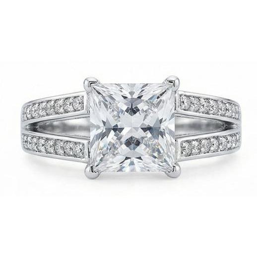 Echt Diamant-Jubiläums-Ausgefallener Ring 3,51 Karat Prinzessin Diamant Gold Weiß