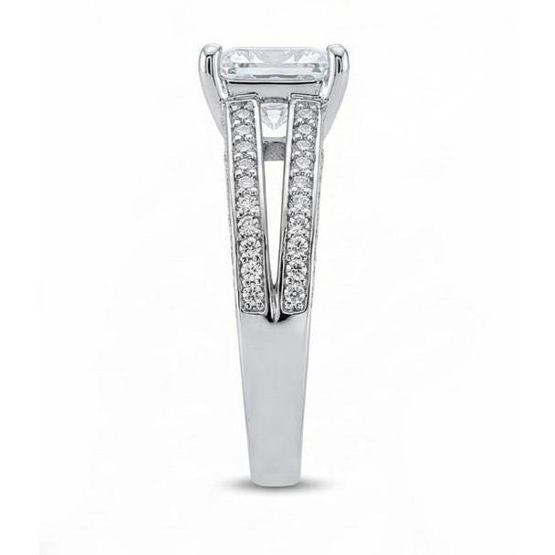 Echt Diamant-Jubiläums-Ausgefallener Ring 3,51 Karat Prinzessin Diamant Gold Weiß