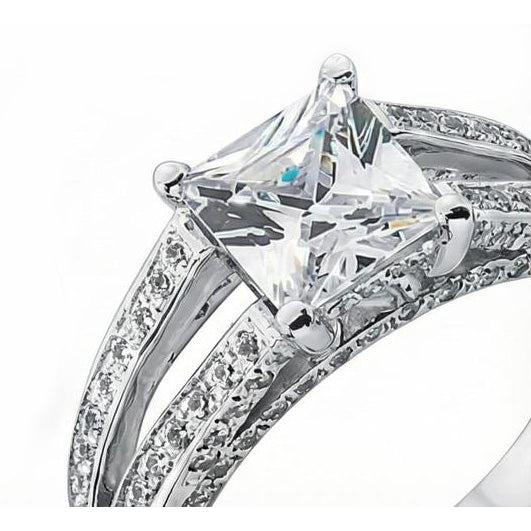 Echt Diamant-Jubiläums-Ausgefallener Ring 3,51 Karat Prinzessin Diamant Gold Weiß