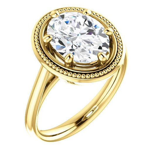 Echt Diamant-Solitär-Ring Vintage-Stil 4 Karat Gelbgold 14K