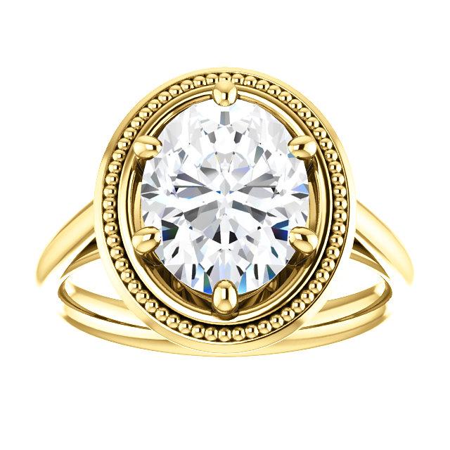 Echt Diamant-Solitär-Ring Vintage-Stil 4 Karat Gelbgold 14K