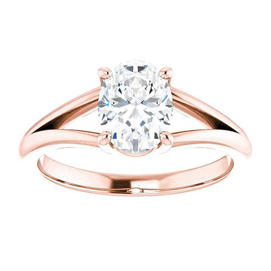 Echt Diamant-Solitärring mit geteiltem Schaft 2 Karat Roségold