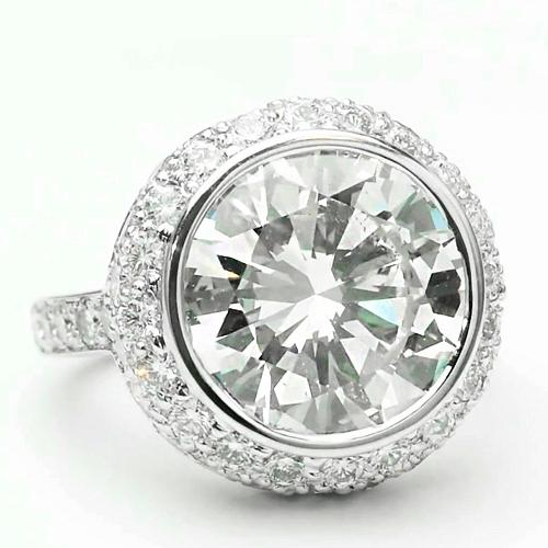 Echt Diamant-Verlobungs-Halo-Ring 3,34 Karat Runde Diamanten Weißgold 14K Schmuck