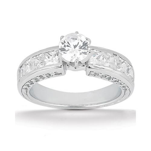 Echt Diamant-Verlobungsring 4,76 Karat Prinzessin Und Rundschliff WG 14K