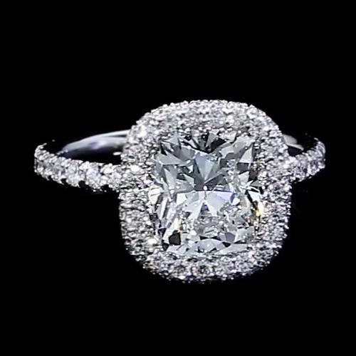 Echt Diamant-Verlobungsring Halo 3 Karat Damen Weißgold 14K Schmuck