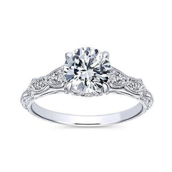Echt Diamant-Verlobungsring Im Vintage-Stil 1,15 Karat 14K Weißgold