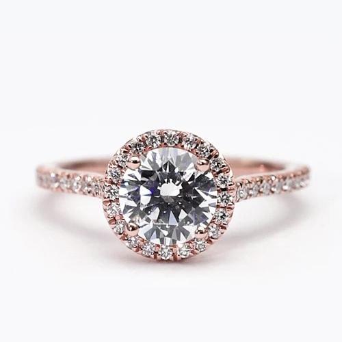 Echt Diamant Halo Ring 2,50 Karat Roségold Schmuck Mit Akzent Neu