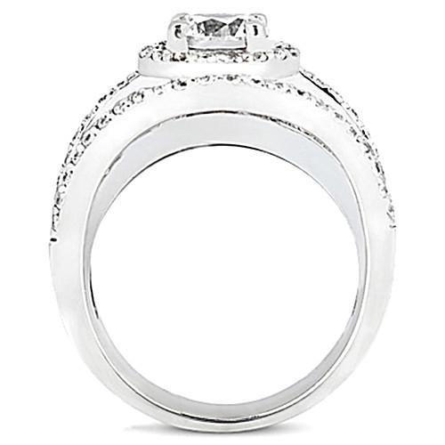 Echt Diamant Halo Ring Verlobungsring Weißgold 2.85 Karat