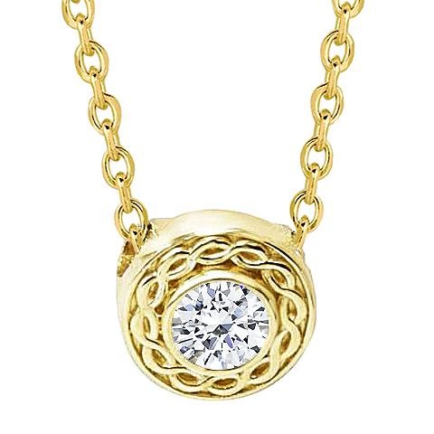 Echt Diamant Halsketten-Anhänger Mit Kette 1 Karat Gelbgold 14K Neu