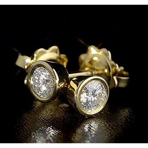 Echt Diamant Ohrstecker Gelbgold 14K Rund G Vs1 1,50 Karat